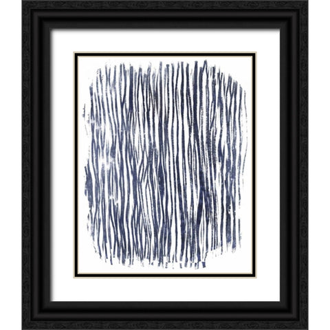 Indigo Batik Vignette VII Black Ornate Wood Framed Art Print with Double Matting by Vess, June Erica