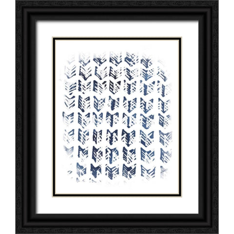 Indigo Batik Vignette VIII Black Ornate Wood Framed Art Print with Double Matting by Vess, June Erica