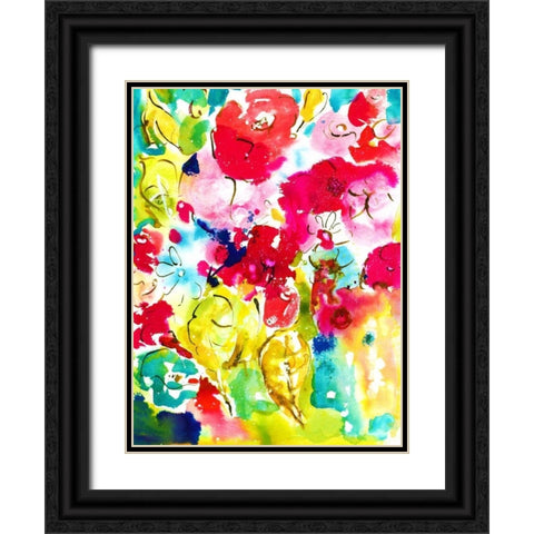 Flower Array I Black Ornate Wood Framed Art Print with Double Matting by Minasian, Julia