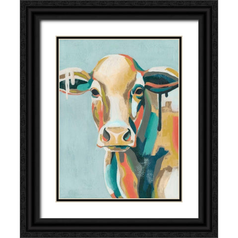 Colorful Cows I Black Ornate Wood Framed Art Print with Double Matting by Popp, Grace