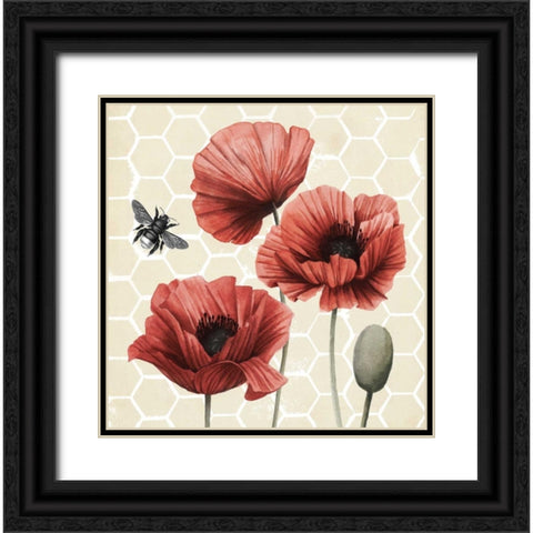 Poppy Buzz I Black Ornate Wood Framed Art Print with Double Matting by Popp, Grace
