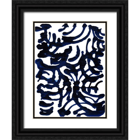 Indigo Swirls I Black Ornate Wood Framed Art Print with Double Matting by Fuchs, Jodi