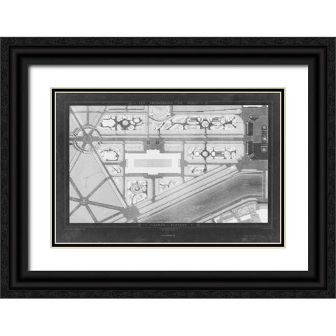 French Garden Blueprint IV Black Ornate Wood Framed Art Print with Double Matting by Unknown