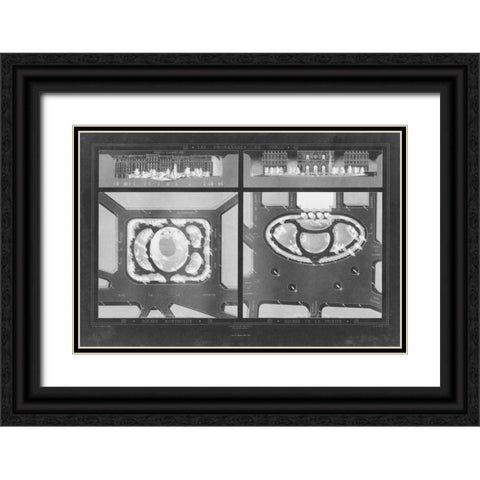 French Garden Blueprint V Black Ornate Wood Framed Art Print with Double Matting by Unknown