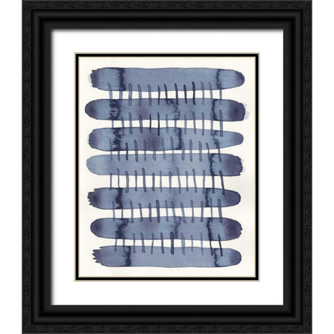 Indigo Stitchy I Black Ornate Wood Framed Art Print with Double Matting by Galapon, Nikki