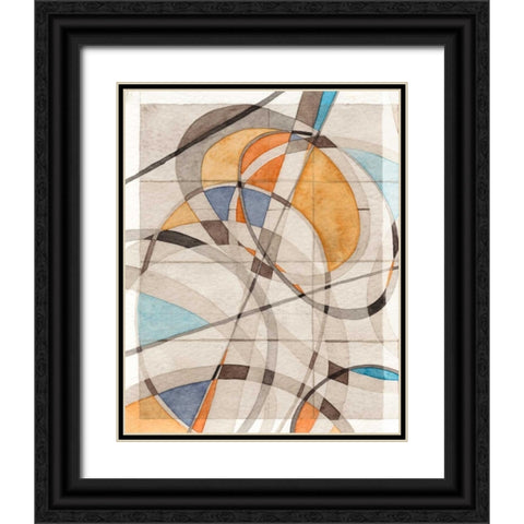 Ovals and Lines I Black Ornate Wood Framed Art Print with Double Matting by Galapon, Nikki