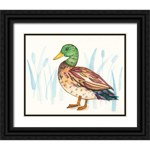 Wetland Mallard I Black Ornate Wood Framed Art Print with Double Matting by Ewer, Rebekah