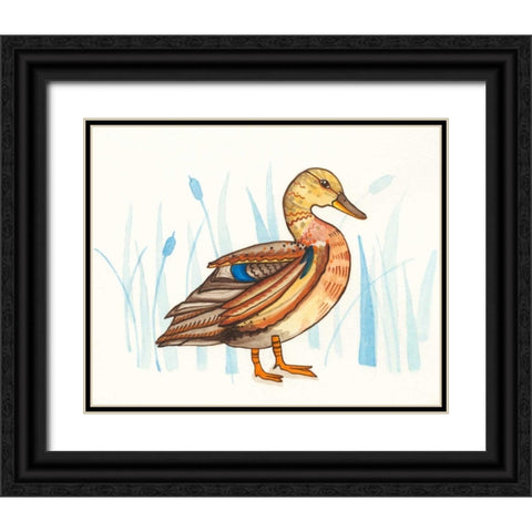 Wetland Mallard II Black Ornate Wood Framed Art Print with Double Matting by Ewer, Rebekah