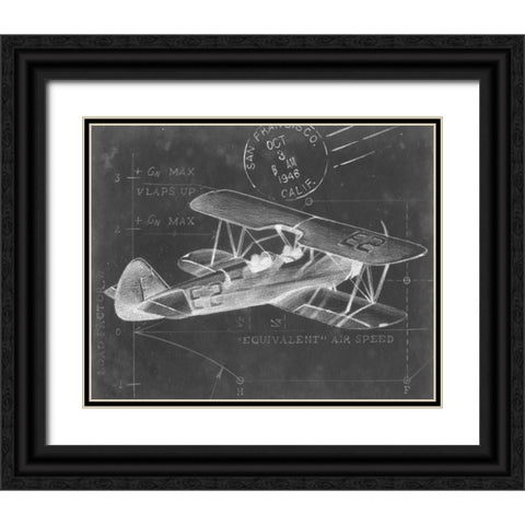 Flight Schematic I Black Ornate Wood Framed Art Print with Double Matting by Harper, Ethan