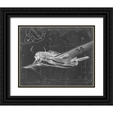Flight Schematic II Black Ornate Wood Framed Art Print with Double Matting by Harper, Ethan