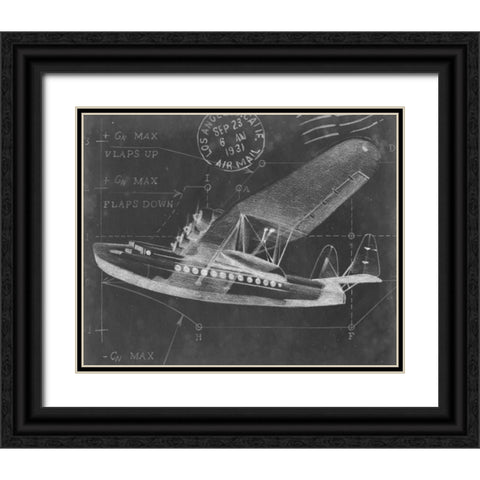 Flight Schematic III Black Ornate Wood Framed Art Print with Double Matting by Harper, Ethan