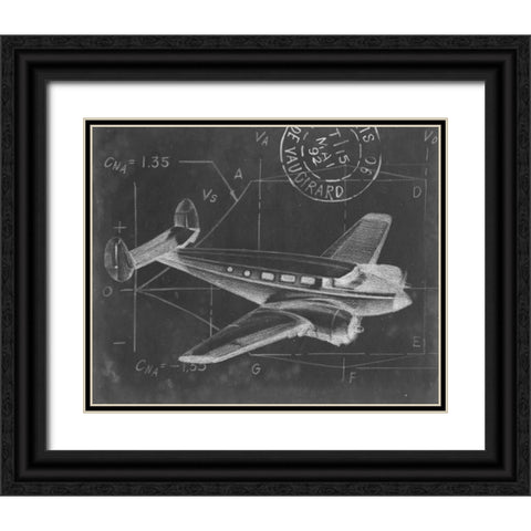 Flight Schematic IV Black Ornate Wood Framed Art Print with Double Matting by Harper, Ethan
