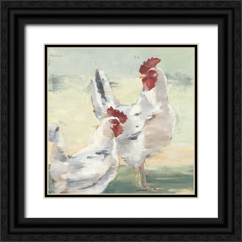 Chicken Run I Black Ornate Wood Framed Art Print with Double Matting by Harper, Ethan