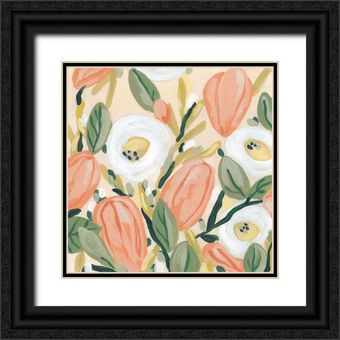 Gleeful Garden II Black Ornate Wood Framed Art Print with Double Matting by Vess, June Erica