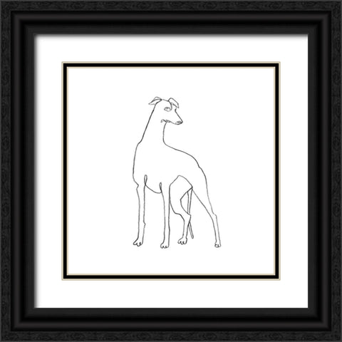 Greyhound Pencil Sketch I Black Ornate Wood Framed Art Print with Double Matting by Scarvey, Emma