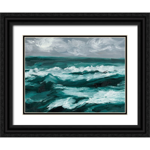 Moonlit Waves I Black Ornate Wood Framed Art Print with Double Matting by Harper, Ethan