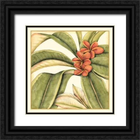 Tropical Blooms and Foliage I Black Ornate Wood Framed Art Print with Double Matting by Goldberger, Jennifer