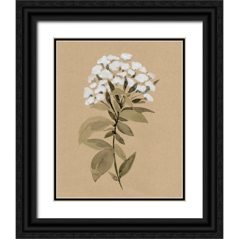 White Wildflower I Black Ornate Wood Framed Art Print with Double Matting by Warren, Annie