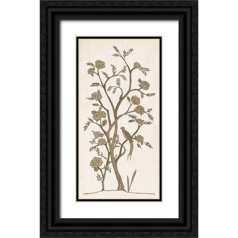 Custom Sepia Chinoiserie I Black Ornate Wood Framed Art Print with Double Matting by Zarris, Chariklia