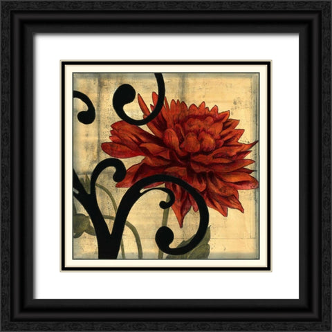 Dahlias and Scrolls IV Black Ornate Wood Framed Art Print with Double Matting by Goldberger, Jennifer