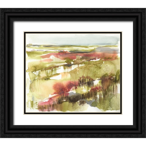 Burgundy Flower Horizon I Black Ornate Wood Framed Art Print with Double Matting by Goldberger, Jennifer