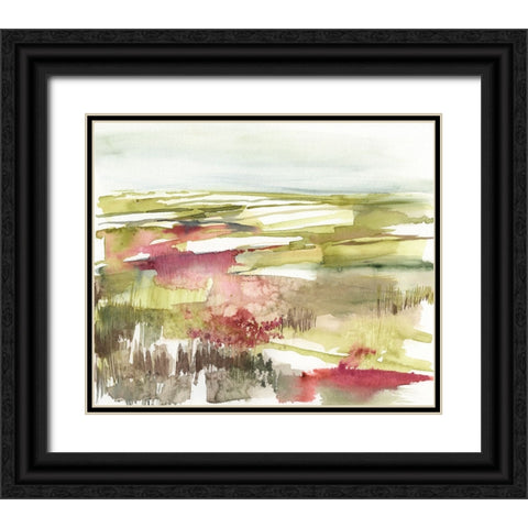 Burgundy Flower Horizon II Black Ornate Wood Framed Art Print with Double Matting by Goldberger, Jennifer