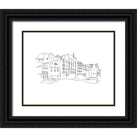 Travel Sketch I Black Ornate Wood Framed Art Print with Double Matting by Warren, Annie