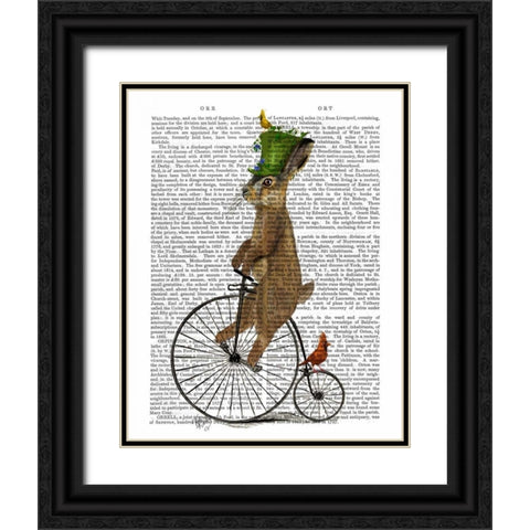 March Hare on Penny Farthing Black Ornate Wood Framed Art Print with Double Matting by Fab Funky