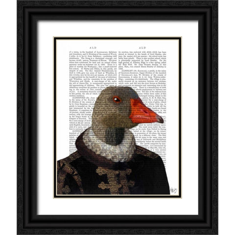 Elizabethan Goose in a Ruff Black Ornate Wood Framed Art Print with Double Matting by Fab Funky