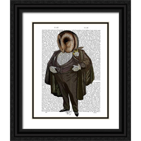 Owl At the Opera Black Ornate Wood Framed Art Print with Double Matting by Fab Funky