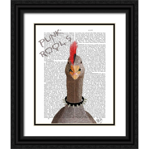 Punk Rock Goose Black Ornate Wood Framed Art Print with Double Matting by Fab Funky