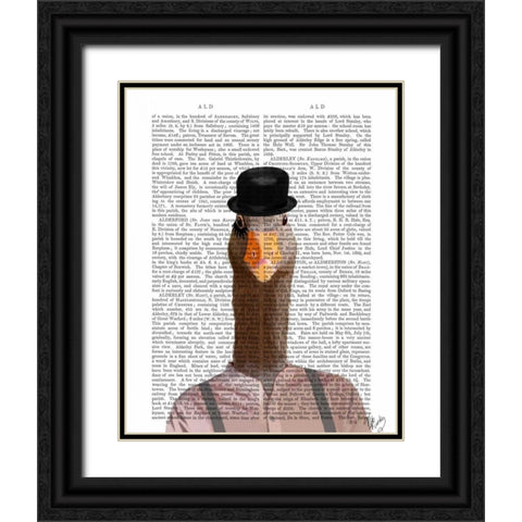 Clockwork Orange Goose Black Ornate Wood Framed Art Print with Double Matting by Fab Funky