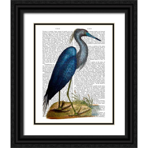 Blue Heron 2 Black Ornate Wood Framed Art Print with Double Matting by Fab Funky
