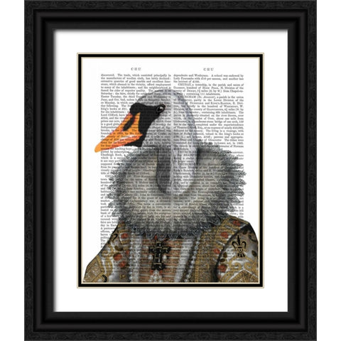 Elizabethan Swan Black Ornate Wood Framed Art Print with Double Matting by Fab Funky