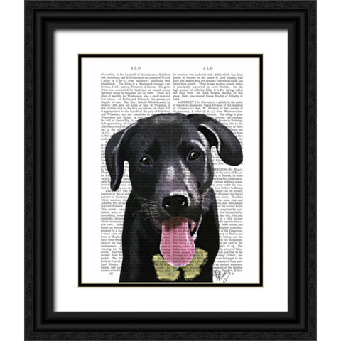 Black Labrador Plain Black Ornate Wood Framed Art Print with Double Matting by Fab Funky
