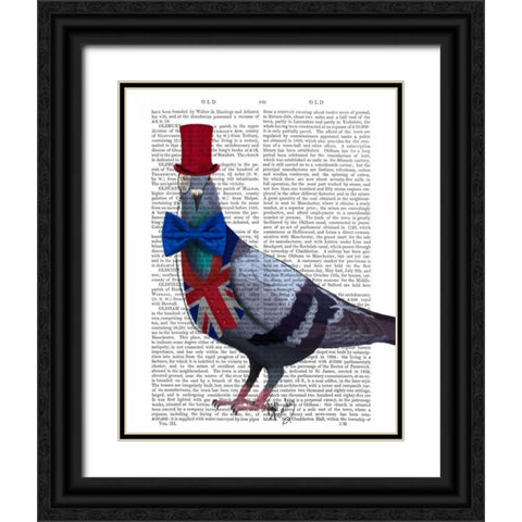 London Pigeon Black Ornate Wood Framed Art Print with Double Matting by Fab Funky