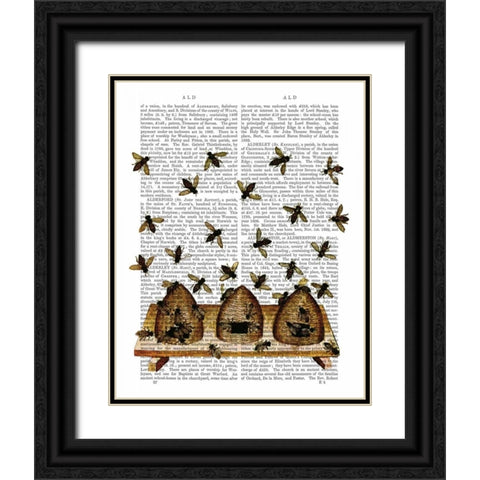 BeeHive Print Black Ornate Wood Framed Art Print with Double Matting by Fab Funky