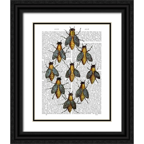 Medieval Bees Black Ornate Wood Framed Art Print with Double Matting by Fab Funky
