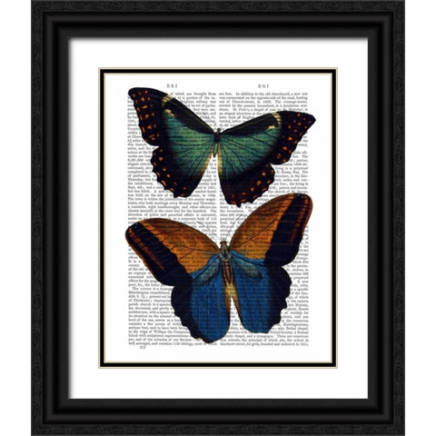Butterflies 4 Black Ornate Wood Framed Art Print with Double Matting by Fab Funky