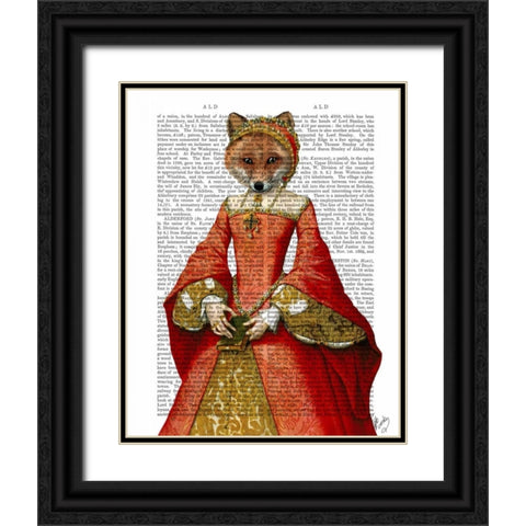 Fox Queen Black Ornate Wood Framed Art Print with Double Matting by Fab Funky