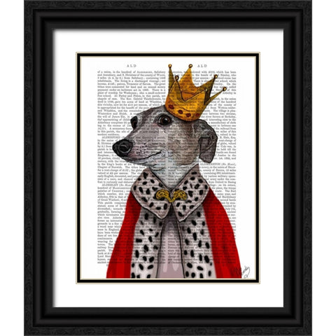 Greyhound Queen Black Ornate Wood Framed Art Print with Double Matting by Fab Funky