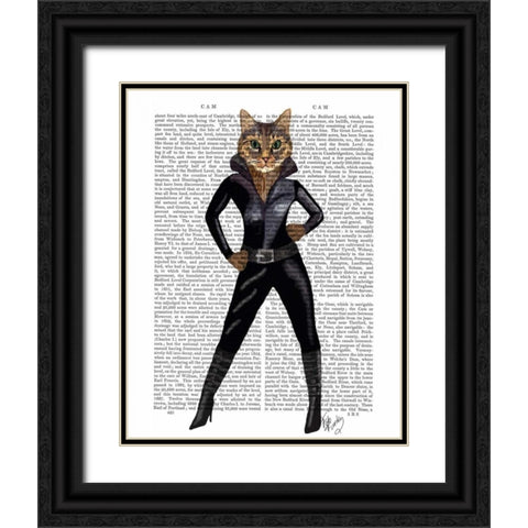 Catwoman Black Ornate Wood Framed Art Print with Double Matting by Fab Funky