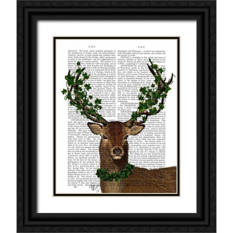 Green King Black Ornate Wood Framed Art Print with Double Matting by Fab Funky