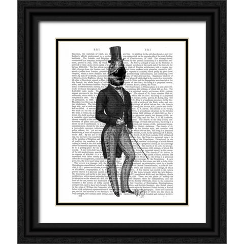 Dinosaur TRex Man 2 Black Ornate Wood Framed Art Print with Double Matting by Fab Funky