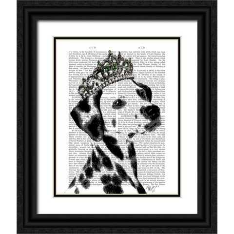 Dalmatian with Tiara Black Ornate Wood Framed Art Print with Double Matting by Fab Funky