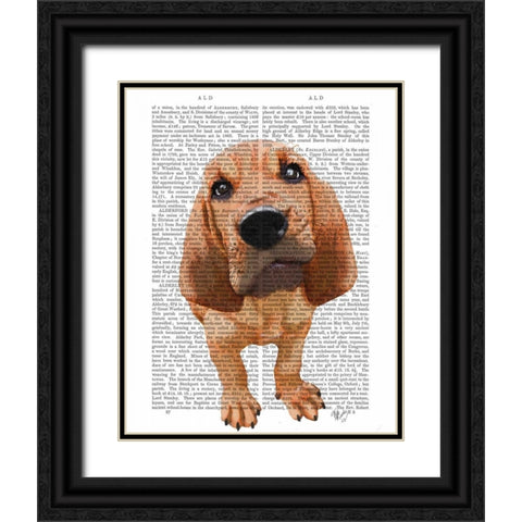 Bloodhound Puppy Black Ornate Wood Framed Art Print with Double Matting by Fab Funky