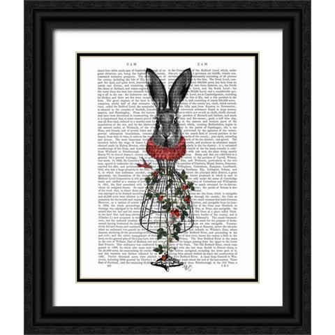 Strawberry Hare Black Ornate Wood Framed Art Print with Double Matting by Fab Funky