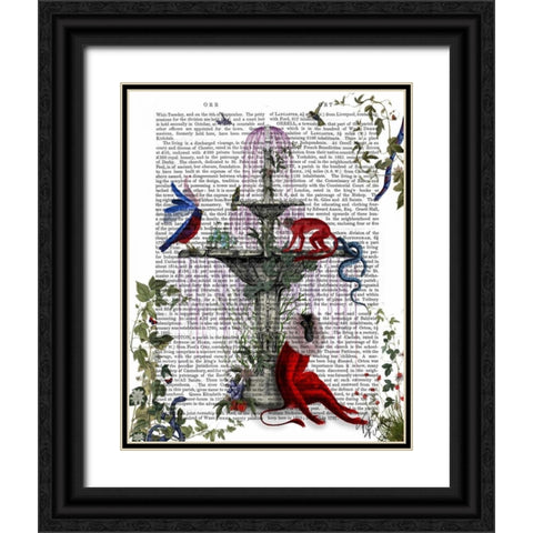 Scarlet Monkey Black Ornate Wood Framed Art Print with Double Matting by Fab Funky