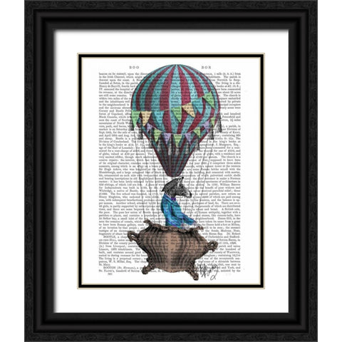 Flying Zebra Black Ornate Wood Framed Art Print with Double Matting by Fab Funky