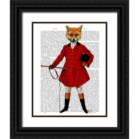 Fox Hunter 2 Full Black Ornate Wood Framed Art Print with Double Matting by Fab Funky